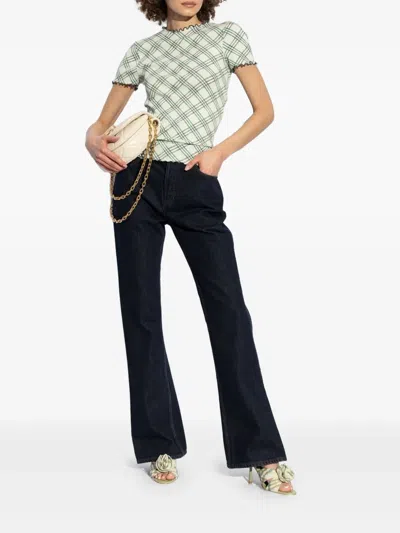 Burberry Fabric Embroidered Mews Mules With Knotted Detail