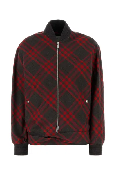 Burberry Womens  Check-print Two-buttoned-pockets Relaxed-fit Woven-blend Jacket