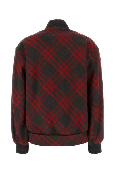 Burberry Womens  Check-print Two-buttoned-pockets Relaxed-fit Woven-blend Jacket