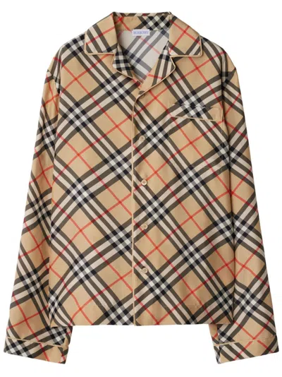 Burberry Check Print Silk Shirt
