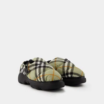 Burberry Printed Fabric Pillow Check Slip Ons In Multi