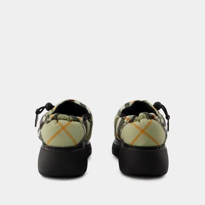 Burberry Printed Fabric Pillow Check Slip Ons In Multi