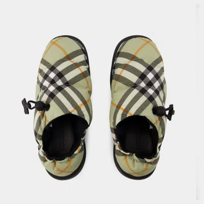Burberry Printed Fabric Pillow Check Slip Ons In Multi