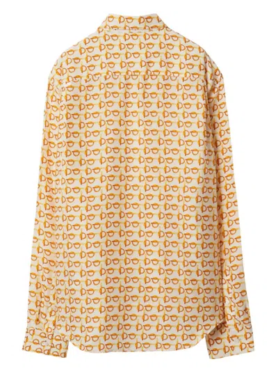 Burberry B-closure Print Silk Poplin Shirt
