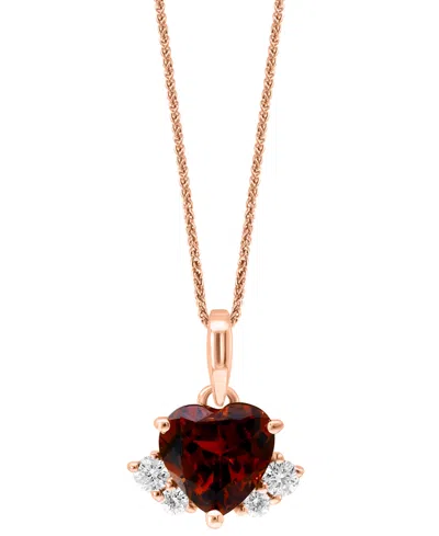 Lali Jewels Garnet (7/8 Ct. T.w.) & Diamond (1/10 Ct. T.w.) Heart 18" Pendant Necklace In 14k Rose Gold