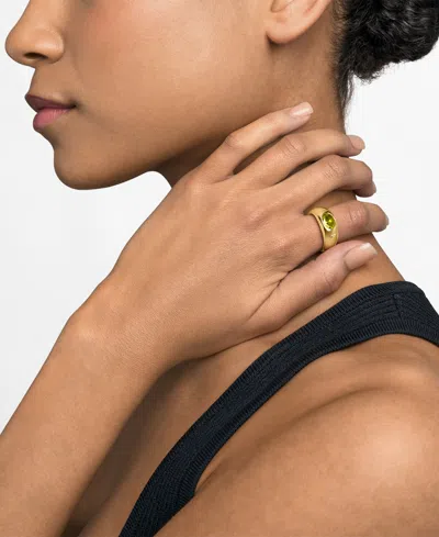 Michael Kors 14k Gold-plated Brass Oval Stone Ring In Gold