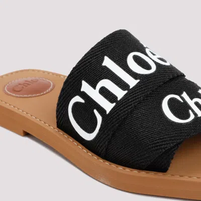 Chloé Woody Flat Logo Ribbon Slide Sandals