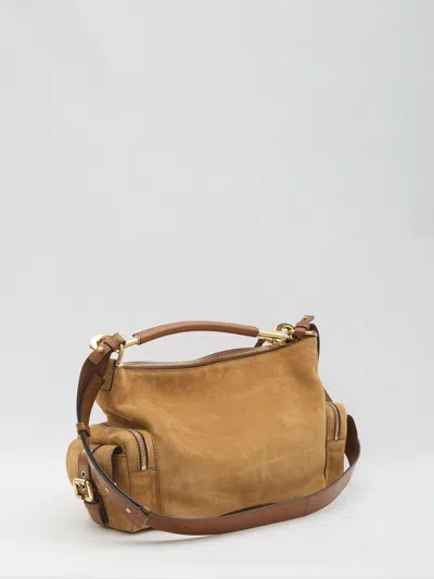 Chloé Structured Brown Clay Calfskin Crossbody Bag With Golden Details