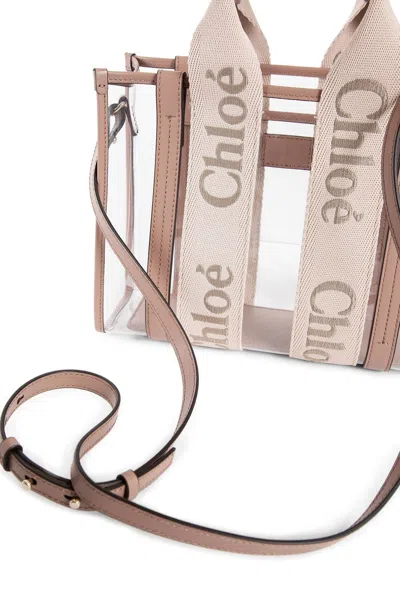 Chloé Two-tone Rubber And Leather Small Woody Shopping Bag