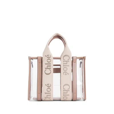 Chloé Two-tone Rubber And Leather Small Woody Shopping Bag