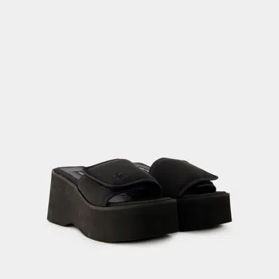 Courrèges Courregès Black Stretch Polyester Blend Scusa Wave Slippers In Black