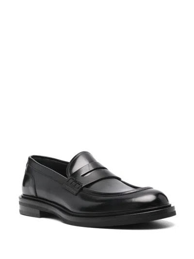 Dolce & Gabbana Black Leather Almond Toe Slip On Shoes