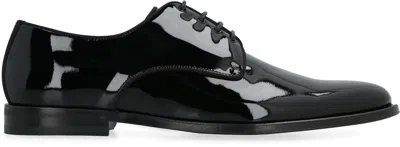 Dolce & Gabbana Black Leather Raffaello Lace-up Shoes In Black