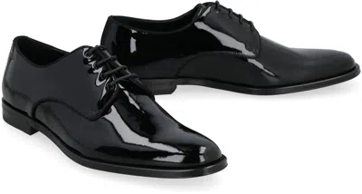 Dolce & Gabbana Black Leather Raffaello Lace-up Shoes In Black
