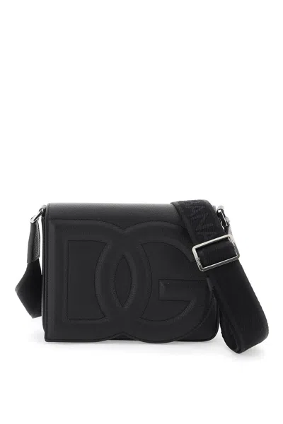 Dolce & Gabbana Black Leather Medium Dg Logo Crossbody Bag