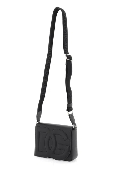 Dolce & Gabbana Black Leather Medium Dg Logo Crossbody Bag