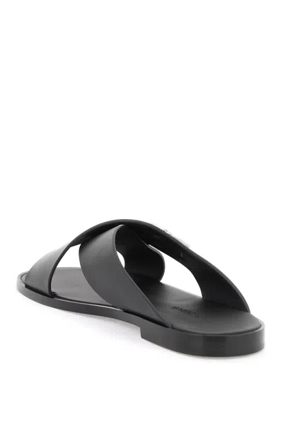 Dolce & Gabbana Black Leather Slippers
