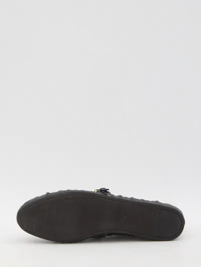 Dolce & Gabbana Black Ballerinas With Metallic Logo And Strap In Leather Woman