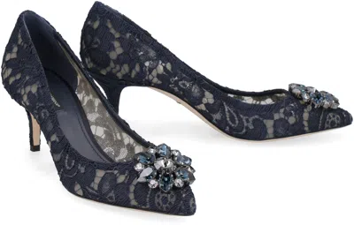 Dolce & Gabbana Scarpe Con Tacco In Pizzo Blu Notte Donna