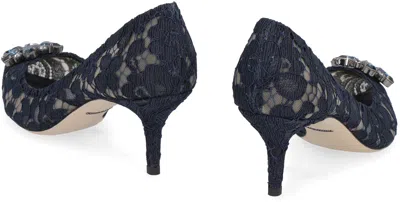 Dolce & Gabbana Scarpe Con Tacco In Pizzo Blu Notte Donna