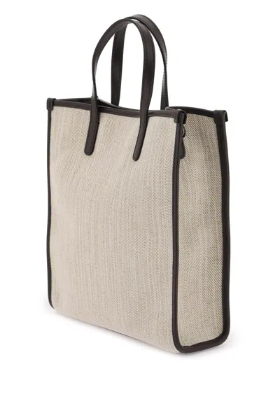 Dolce & Gabbana Sand Canvas Small Shopping Bag