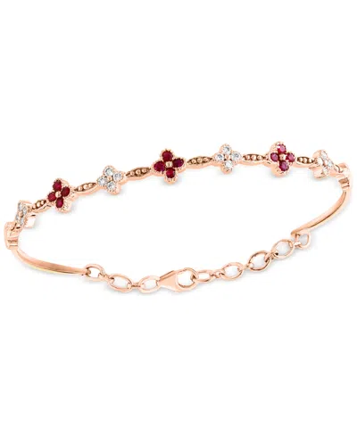 Lali Jewels Ruby (1/2 Ct. T.w.) & Diamond (1/3 Ct. T.w.) Bangle Bracelet In 14k Rose Gold