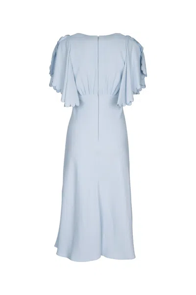 Elisabetta Franchi Scalloped Sleeves V-neck Midi Dress