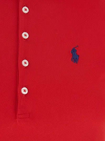 POLO RALPH LAUREN 'JULIE' RED POLO SHIRT WITH CLASSIC COLLAR AND PONY EMBROIDERY ON THE FRONT IN COTTON STRETCH WOMAN 
