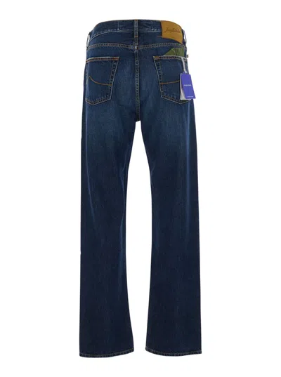 Jacob Cohen Blue Jeans With Logo Patch On The Rear