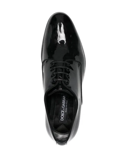 Dolce & Gabbana Black Leather Raffaello Lace-up Shoes In Black
