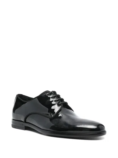 Dolce & Gabbana Black Leather Raffaello Lace-up Shoes In Black