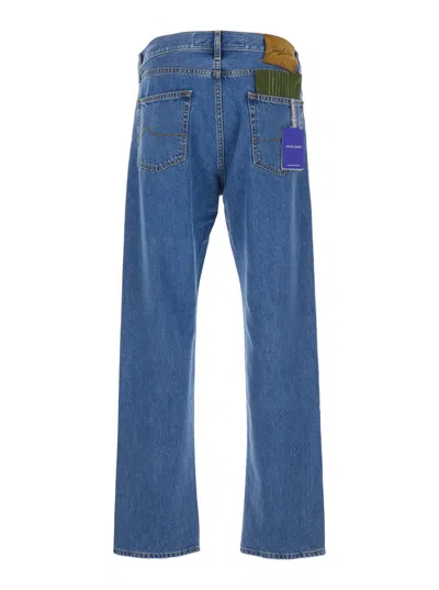 Jacob Cohen Light Blue Five Pocket Jeans With Logo Patch On The Back