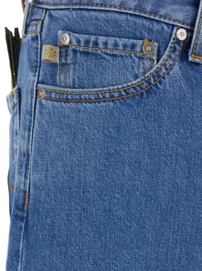 Jacob Cohen Light Blue Five Pocket Jeans With Logo Patch On The Back