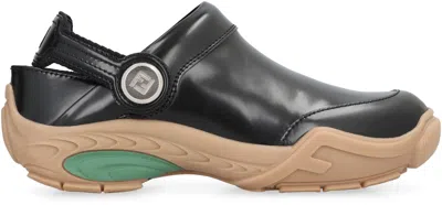 Fendi Black Leather  Lab Mules