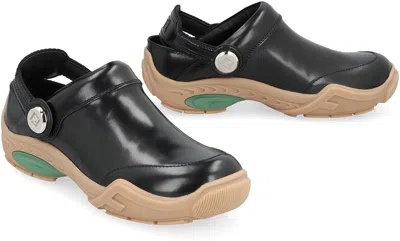 Fendi Black Leather  Lab Mules
