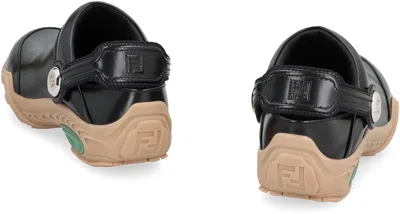 Fendi Black Leather  Lab Mules