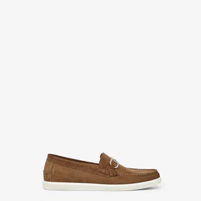 Fendi Brown Suede O Lock Light Loafersâ