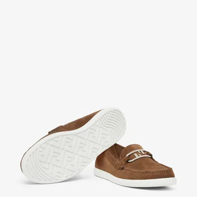 Fendi Brown Suede O Lock Light Loafersâ