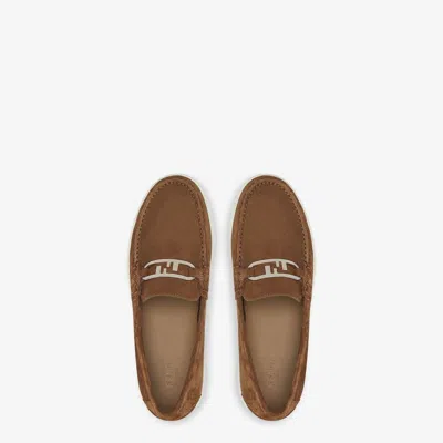 Fendi Brown Suede O Lock Light Loafersâ