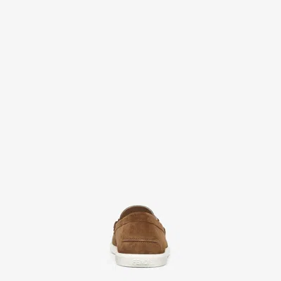 Fendi Brown Suede O Lock Light Loafersâ