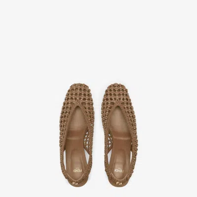 Fendi Camel Leather Pumps In Brown
