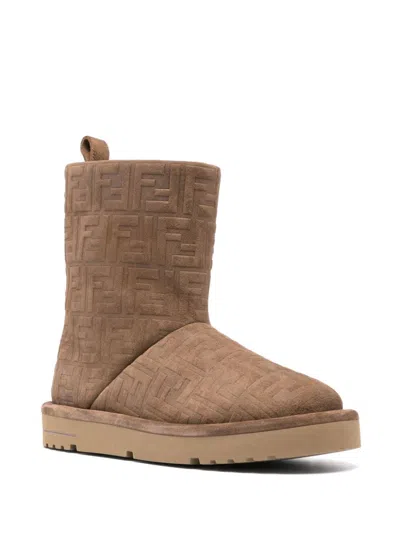 Fendi Caramel Suede Apres Chic Ankle Boots