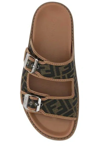 Fendi Embroidered Canvas  Feel Slippers
