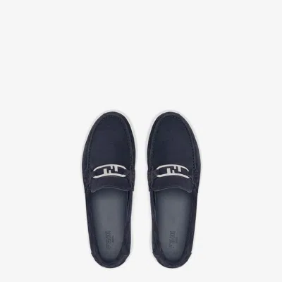 Fendi Midnight Blue Suede O Lock Light Loafers In Blue