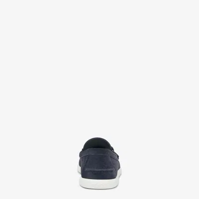 Fendi Midnight Blue Suede O Lock Light Loafers In Blue