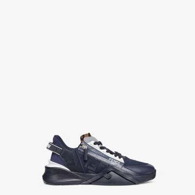 Fendi Multicolor Leather And Fabric  Flow Sneakers In Black