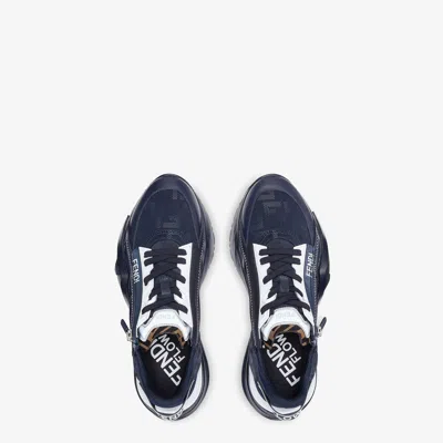 Fendi Multicolor Leather And Fabric  Flow Sneakers In Black