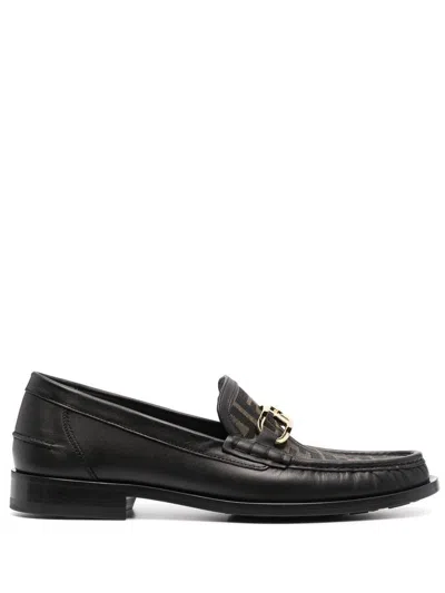 Fendi Multicolor Leather And Fabric Loafers