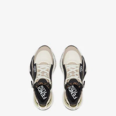 Fendi Multicolor Leather And Jacquard  Flow Sneakers