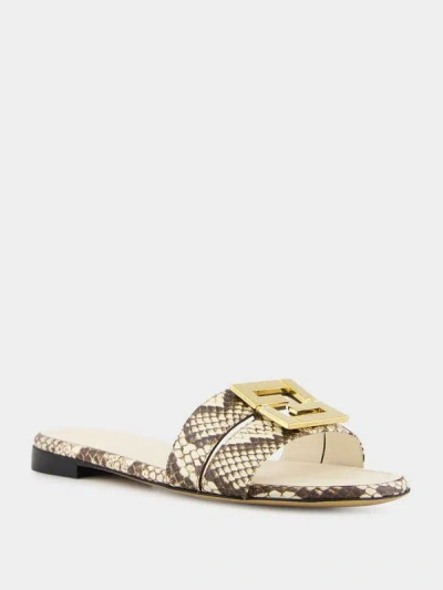 Fendi Multicolor Leather Ffold Slippers In Black